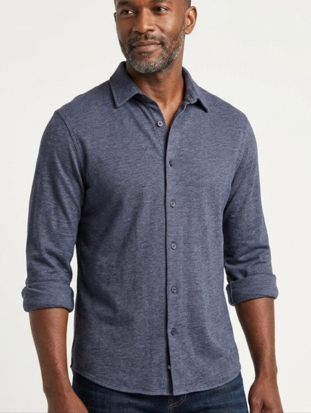 DKNY Men's Long-Sleeve Denim Look Button-Up Shirt